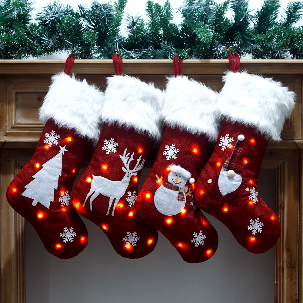 Radiant Glow Personalized Christmas Stockings – Illuminated Holiday Gift Bag