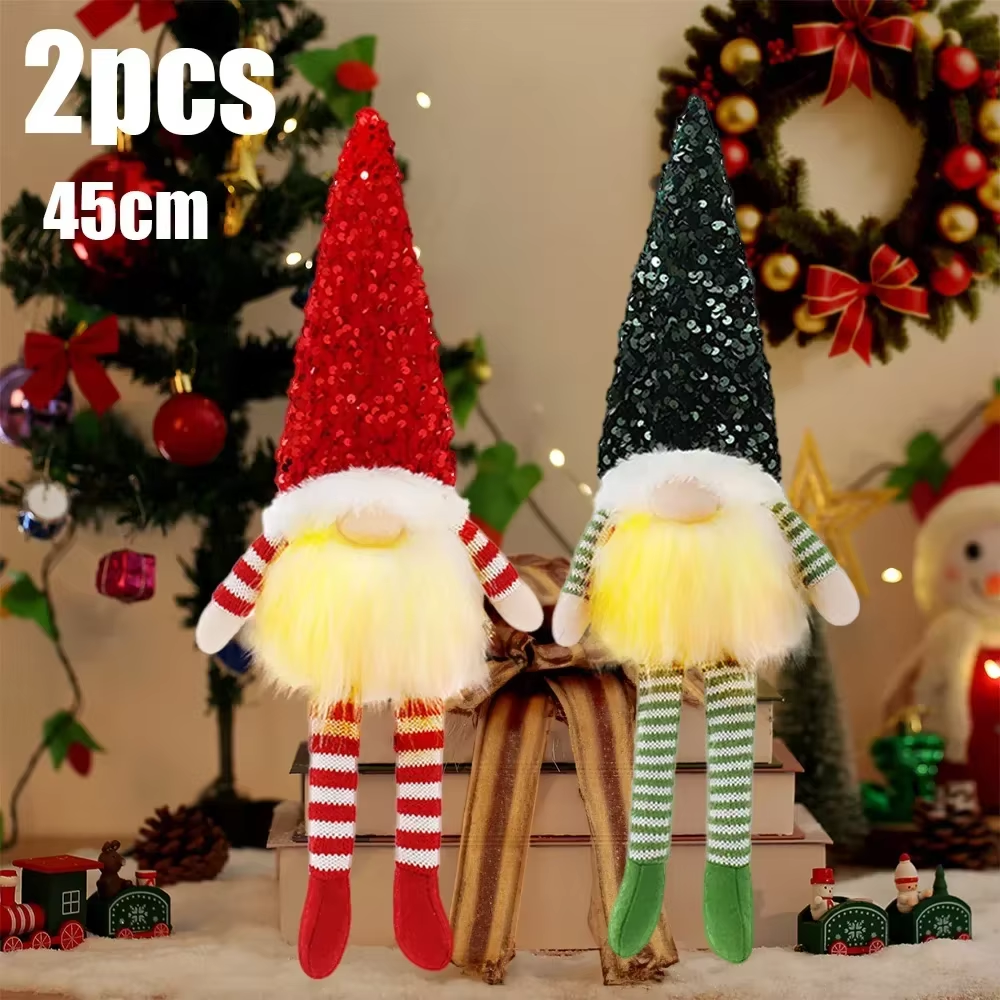 Whimsical Glow: 2024 LED Rudolph Gnome Christmas Dolls – Festive Light-Up Decorations