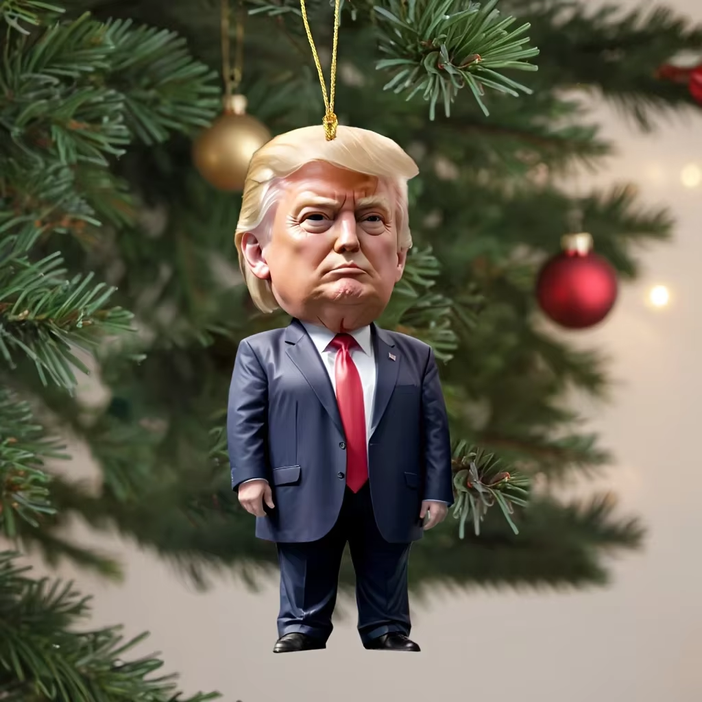 Trump-tastic 2D Acrylic Cartoon Pendant – Holiday Humor Edition