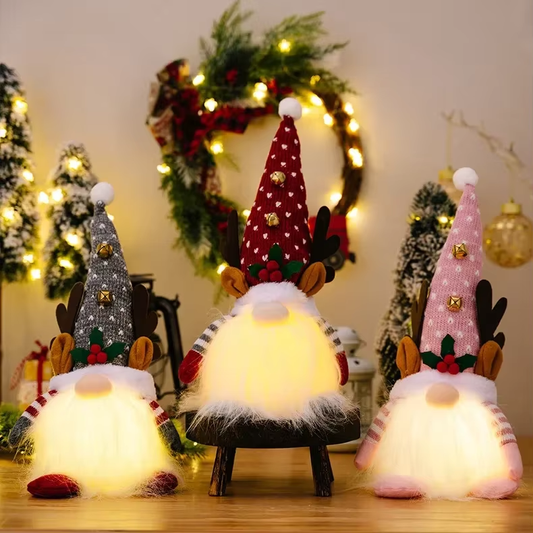 Whimsical Glow: 2024 LED Rudolph Gnome Christmas Dolls – Festive Light-Up Decorations