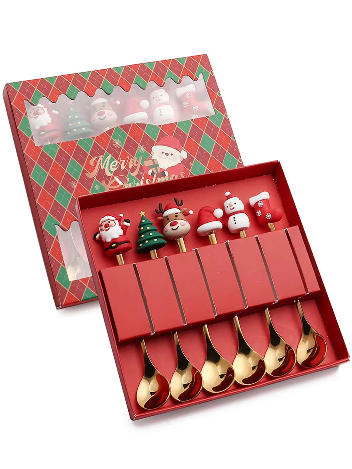 Festive Cheer Christmas Tableware Set – Santa Claus & Tree Spoon & Fork Gift Box (2/4/6pcs)