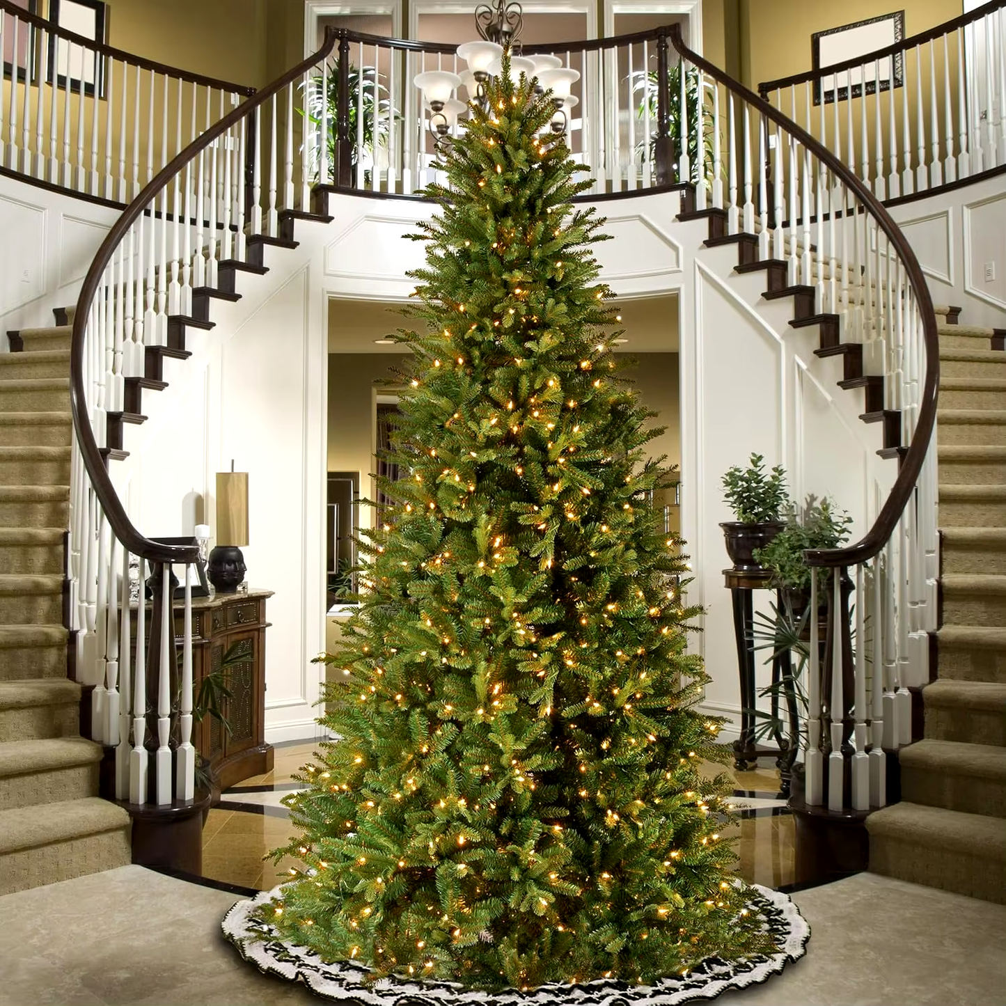 Majestic Fraser Fir - 4.5-12 Ft Pre-Lit Slim Artificial Christmas Tree with 150-1,200 Clear Lights