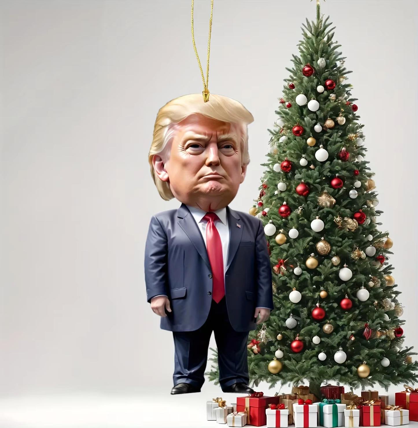 Trump-tastic 2D Acrylic Cartoon Pendant – Holiday Humor Edition