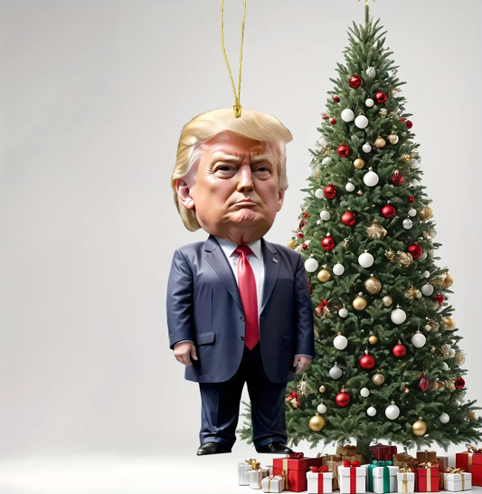 Trump-tastic 2D Acrylic Cartoon Pendant – Holiday Humor Edition