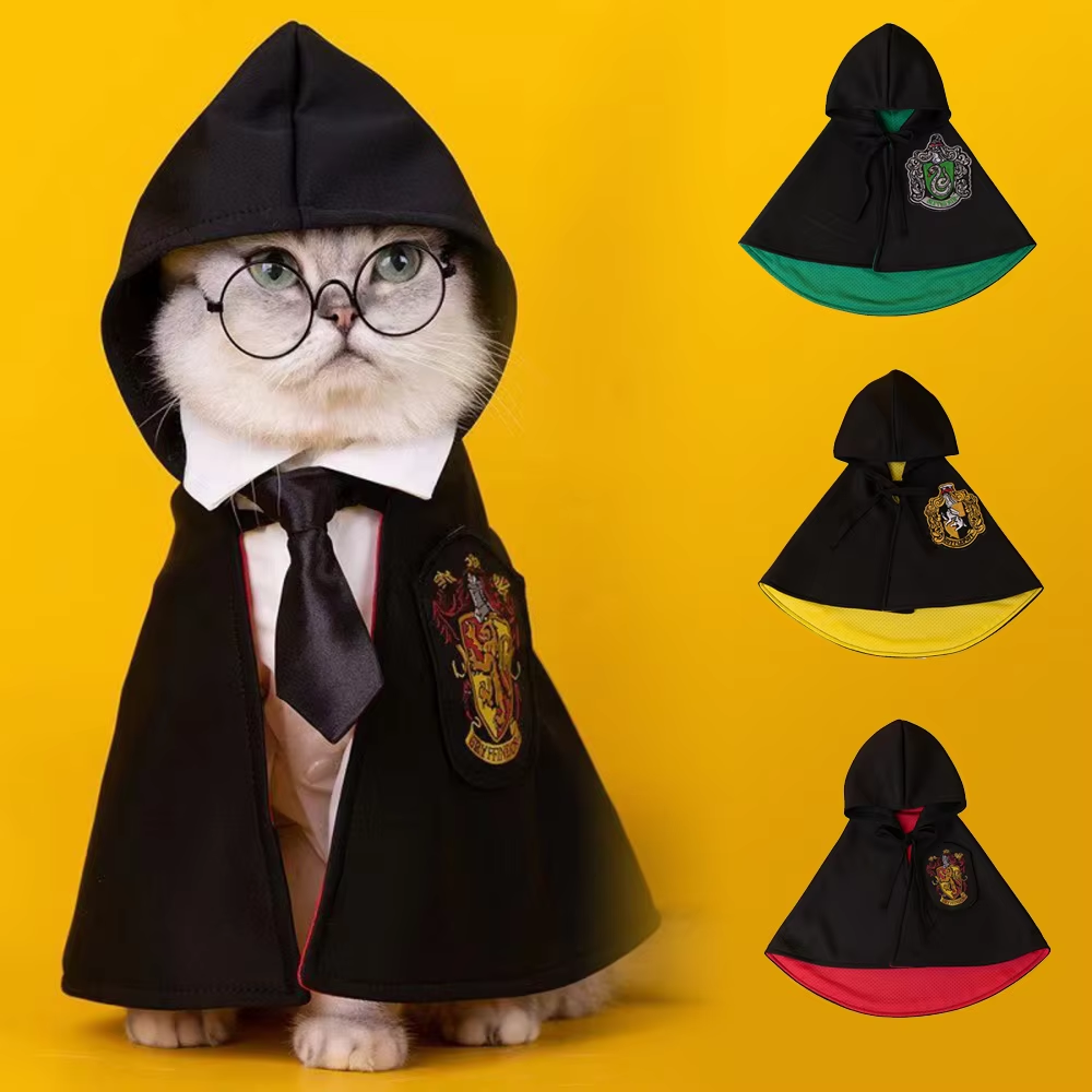 Magic Academy Pet Cape – Halloween Cosplay Cloak for Cats & Small Dogs