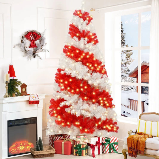 Candy Cane Christmas Dream – 6ft Artificial Tree with 300 LED Lights & 900 Branches