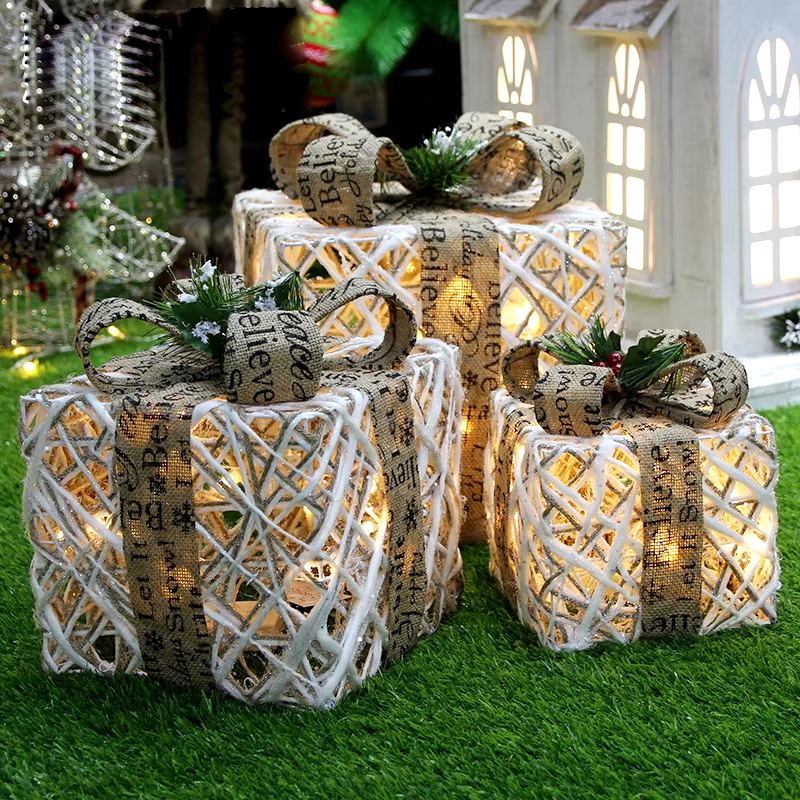 Enchanted Glow: Light-Up Christmas Gift Boxes & Festive Holiday Lighted Snow Elk & Reindeer