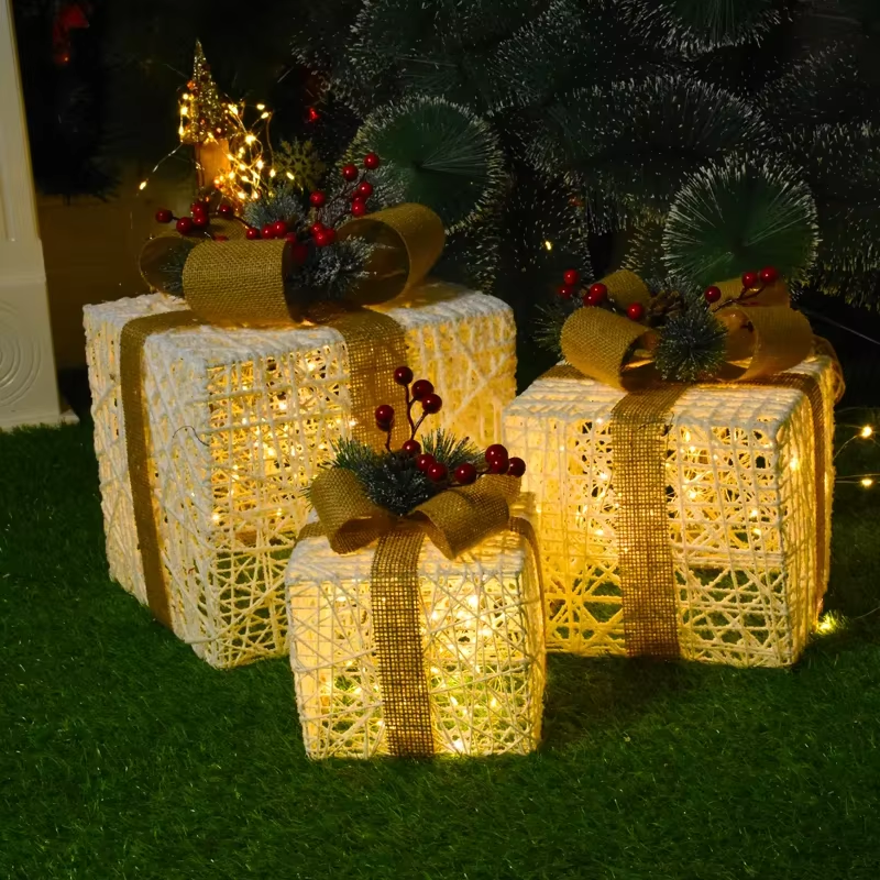 Enchanted Glow: Light-Up Christmas Gift Boxes & Festive Holiday Lighted Snow Elk & Reindeer