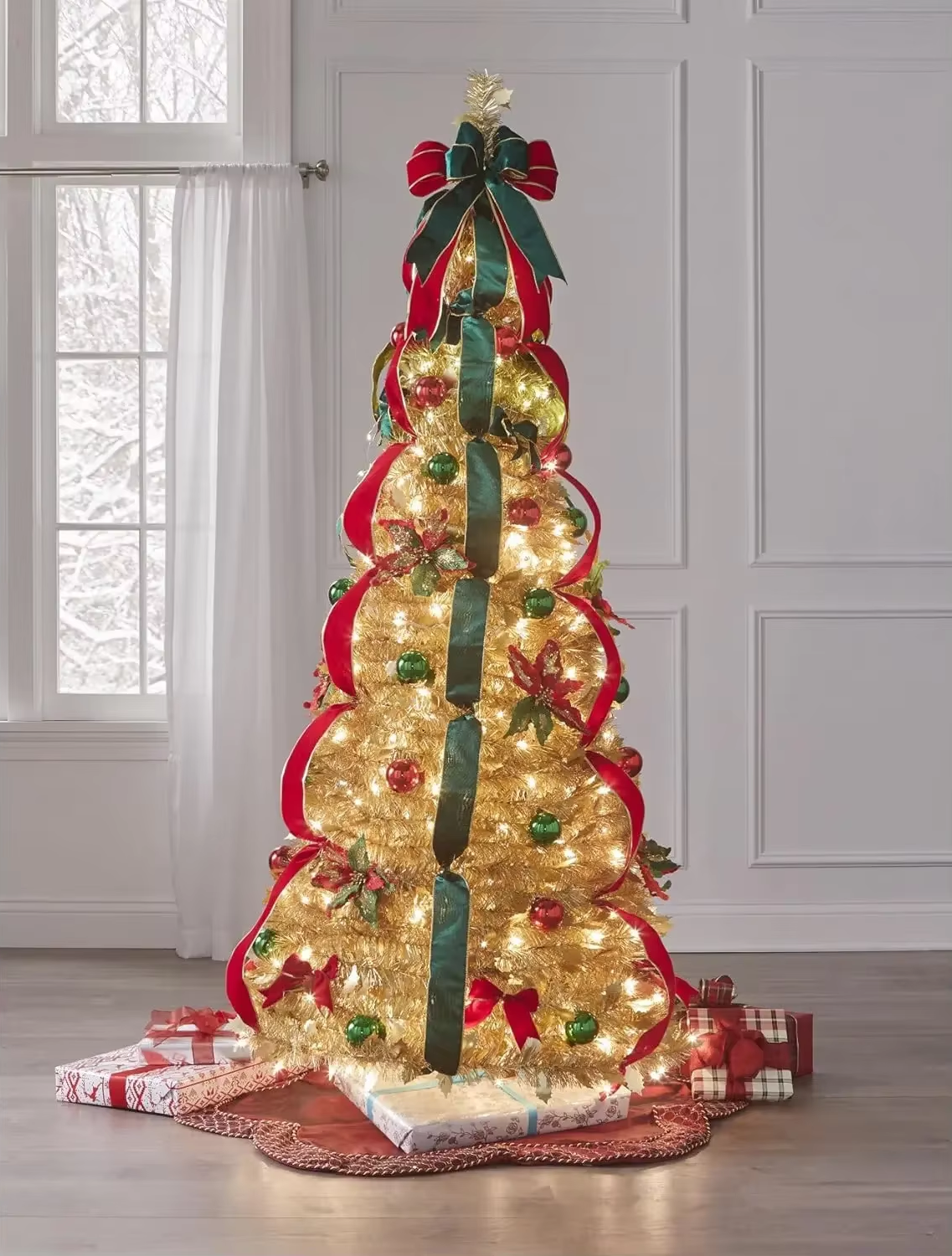 Instant Holiday Elegance – Fully Decorated Pre-Lit Pop-Up Christmas Tree