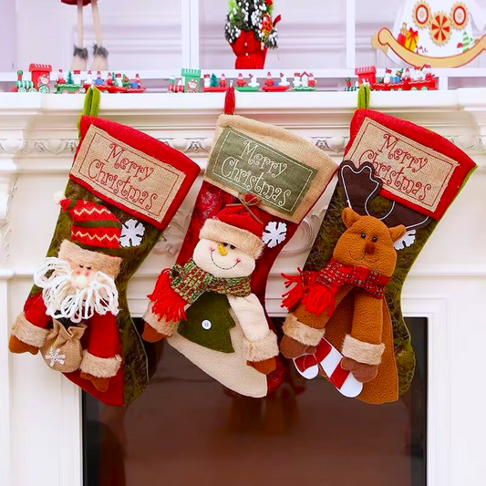 Classic Charm Christmas Stockings – Santa, Snowman & Reindeer Holiday Décor Collection