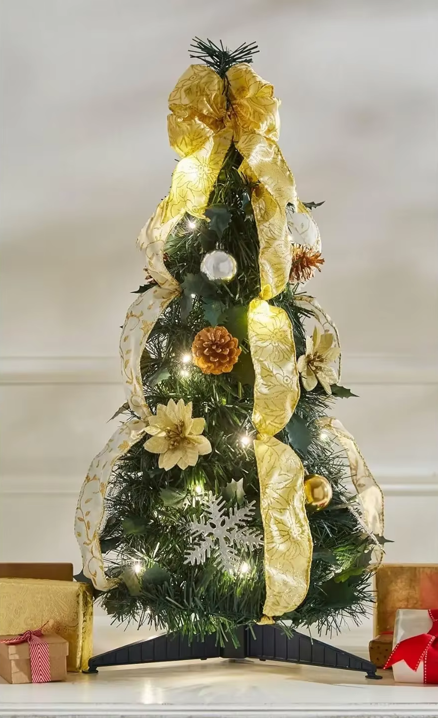 Instant Holiday Elegance – Fully Decorated Pre-Lit Pop-Up Christmas Tree