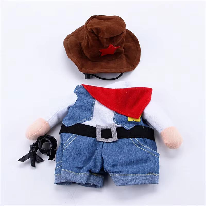 Cowboy Adventure Pet Costume - Funny Hoodie Jumpsuit for Cats & Dogs