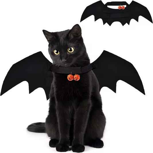 Mystic Bat Wings & Pumpkin Bell Costume – Enchanting Halloween Pet Cosplay